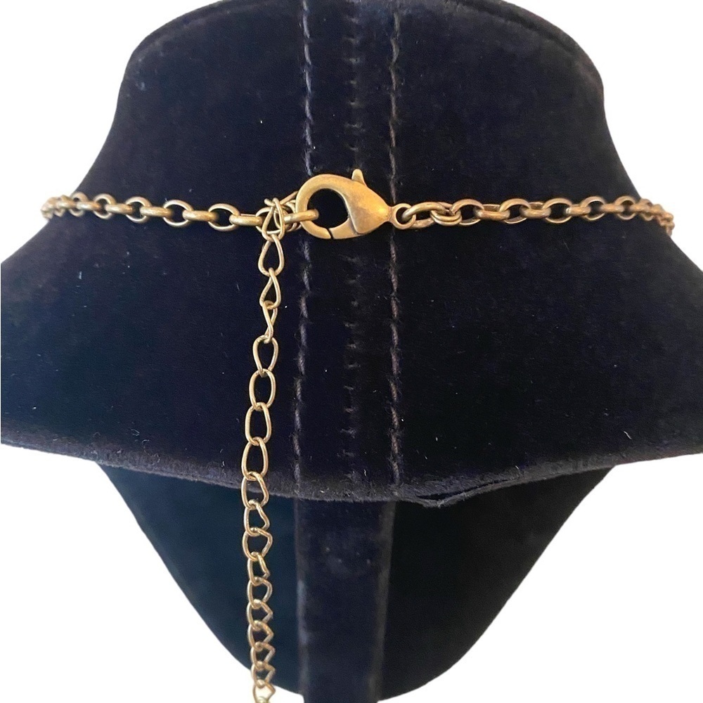 Light Blue & Antiqued Gold-Toned Statement Necklace - Picture 3 of 3